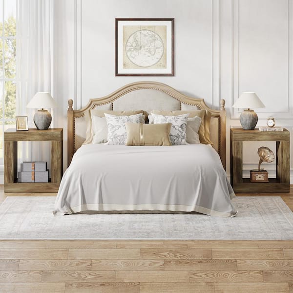 BYBLIGHT Kerlin 23.6 in. Brown Rectangle Engineered Wood End Table (Set of 2)