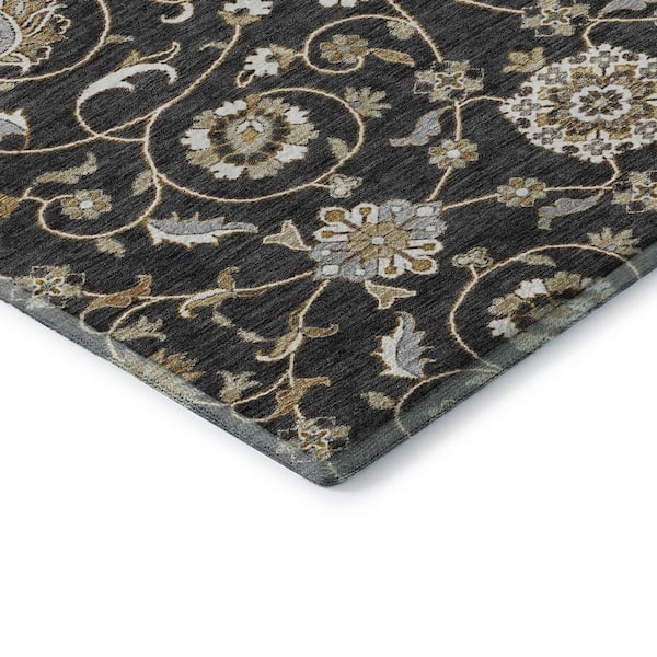 Mayfield Premium Machine Washable Abstract AMF1149 Black 8 ft. x 10 ft. Area Rug
