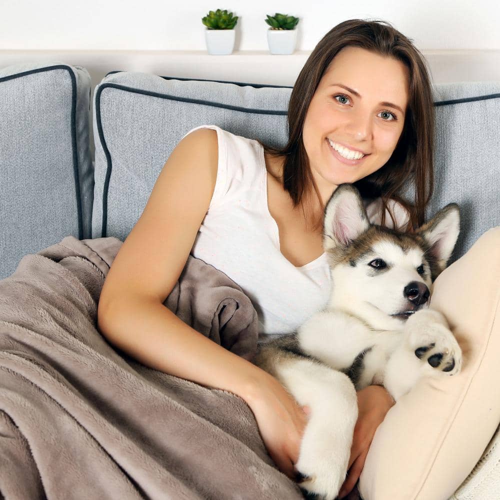 Large Gray Plaid Waterproof Reversible Pet Blanket