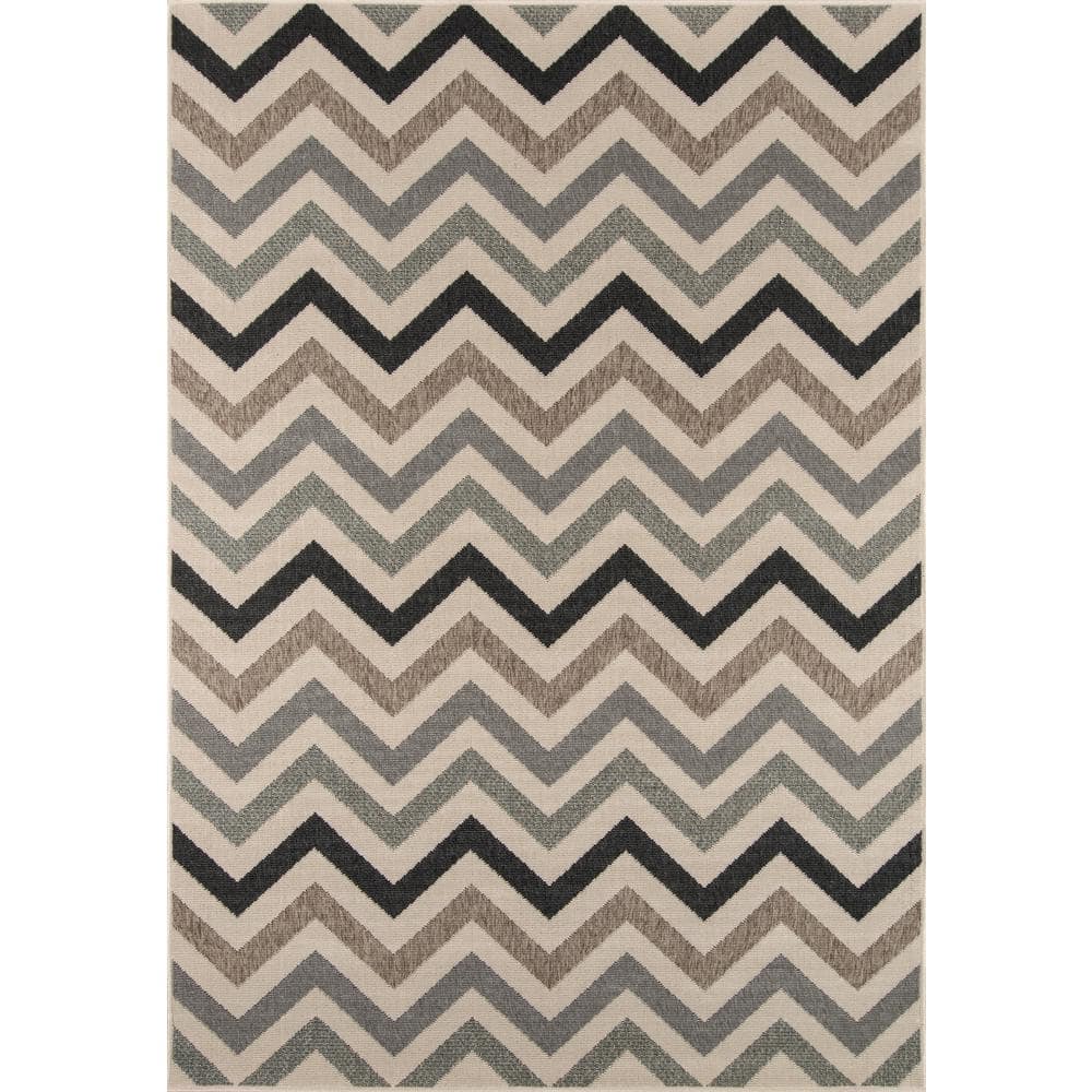Sage Chevron Flat Woven Indoor/Outdoor Rug 5'3" x 7'6"