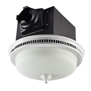 Decorative White 110 CFM Ceiling Bathroom Exhaust Fan with Light and Glass Globe