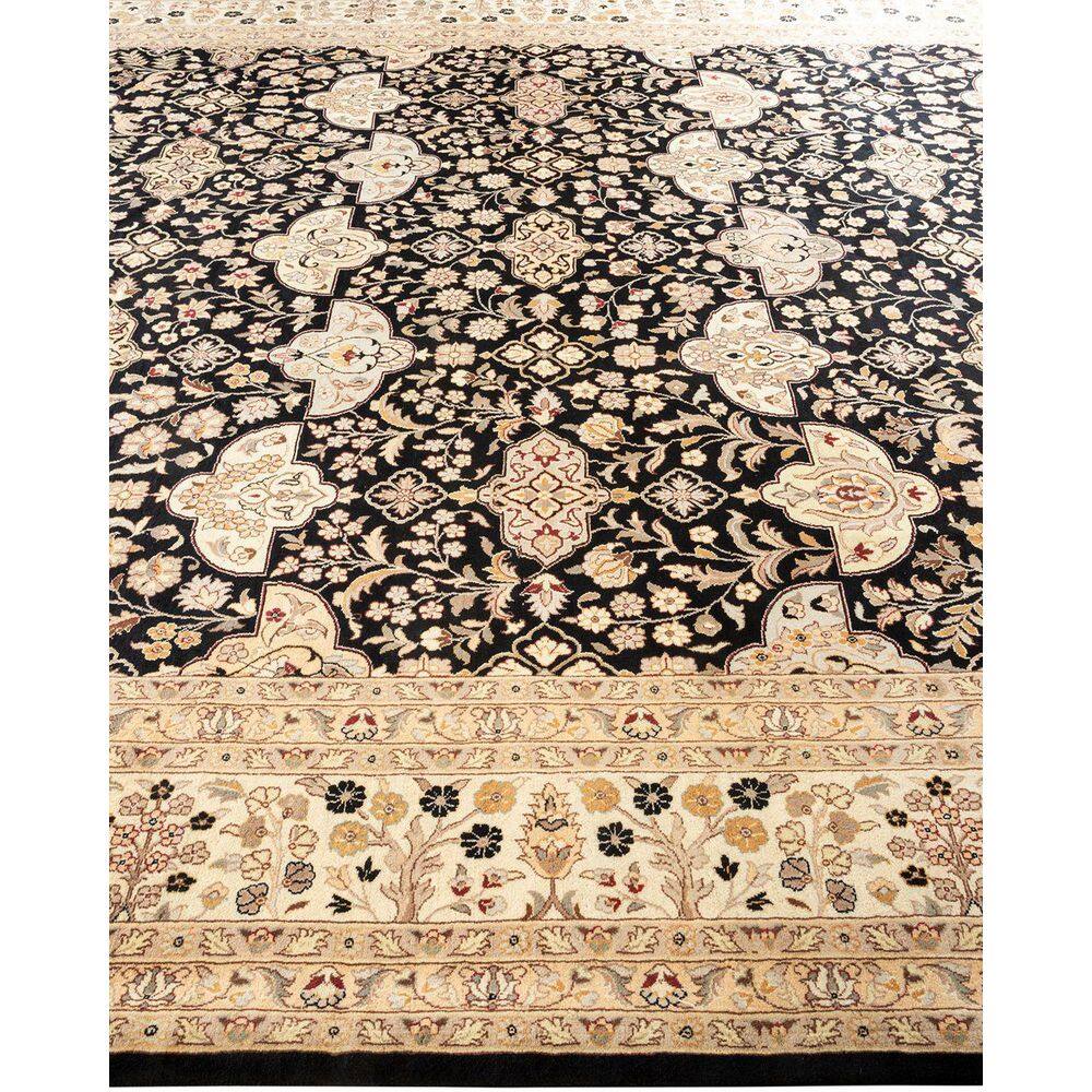 Hand-Knotted Black Wool Oriental 9' x 12' Area Rug
