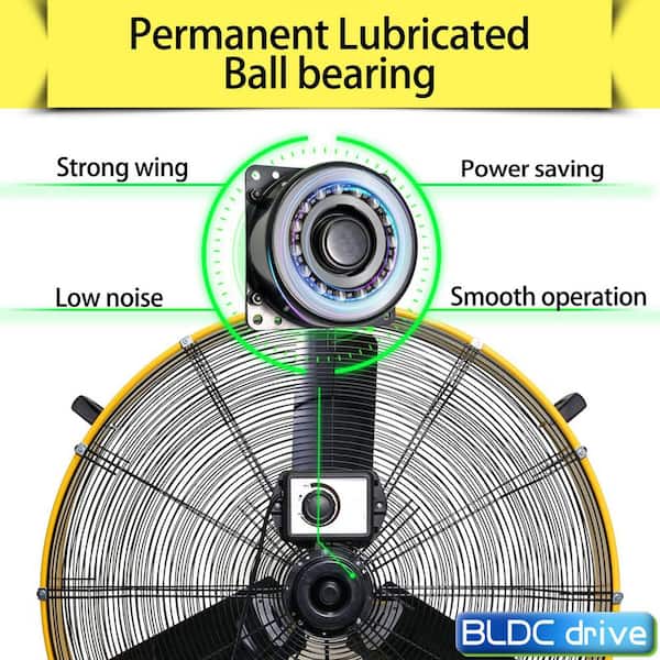 HICFM 36 in. Yellow Heavy Duty Barrel Drum Fan, 21000 CFM, DC Brushless Motor, UL Listed, Workshop and Garage Use