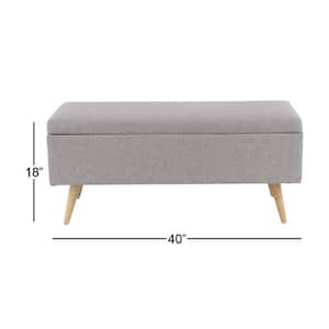 Gray Storage Bench with Wood Legs 18 in. X 40 in. X 16 in.