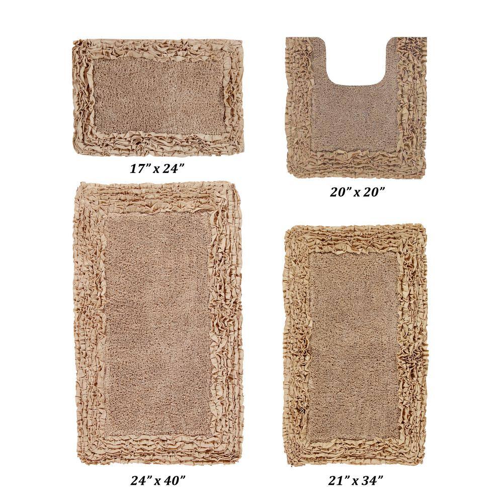 Better Trends Shaggy Border Collection 4 Piece Beige 100 Cotton Bath