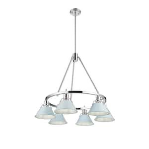 Orwell 6-Light Chrome and Dusky Blue Chandelier