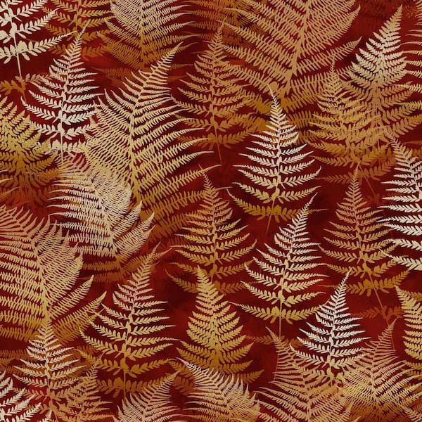 Unbranded Clarissa Hulse Woodland Fern Rust Red Removable Wallpaper Sample