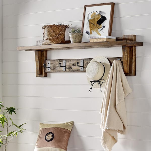 Durango 60"L Industrial Wood Coat Hook Entryway Shelf