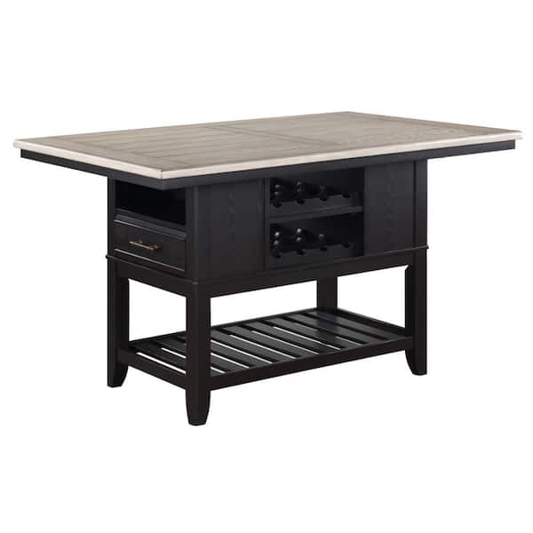 Benjara Kara Black Wood Rectangle 60 in. 4 Legs Base Dining Table Seats ...