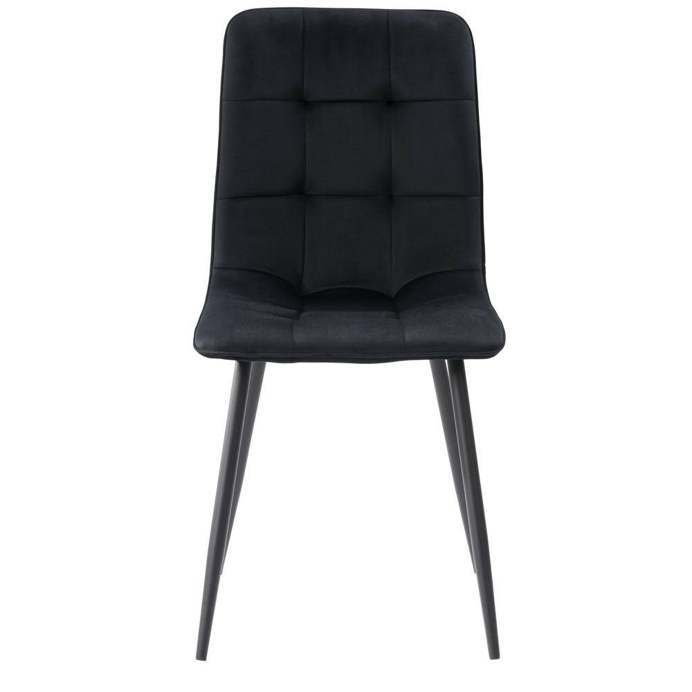 Nash Black Velvet Upholstered Side Chair with Metal Legs