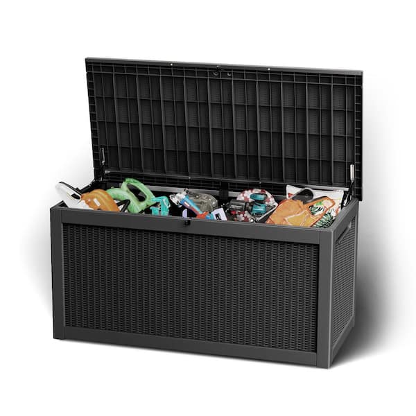 100 Gal. Gray Steel Outdoo Waterproof Deck Box, Large Patio