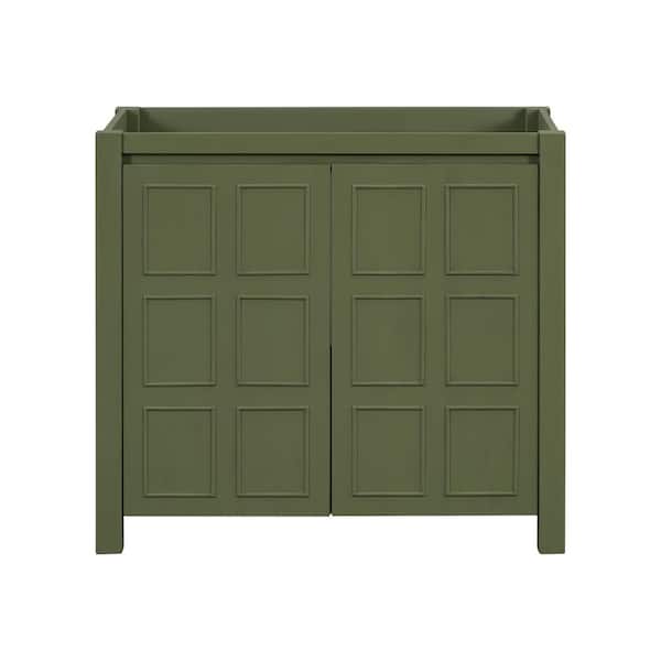 Ziyudura 36 in. Freestanding Bath Vanity Cabinet without Top in Green, Adjustable Shelf, 2 Soft-close Doors, Concealed Handles