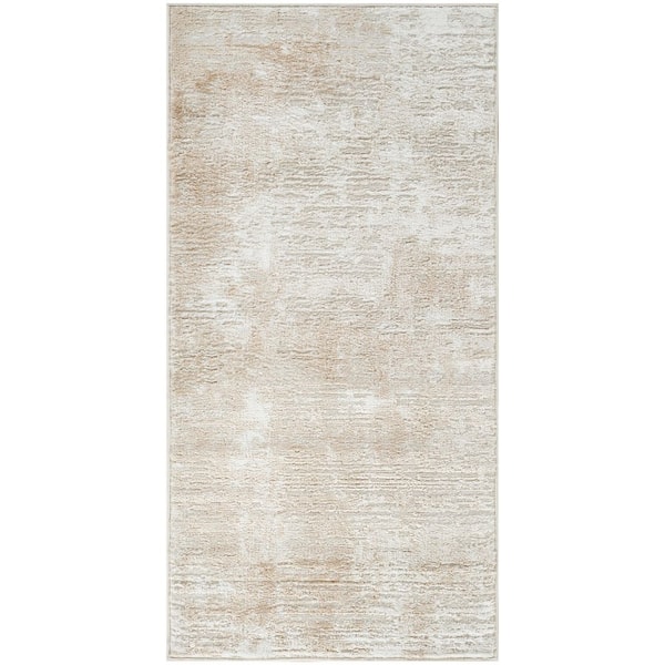 Dekor Ivory Beige 2 ft. x 4 ft. Abstract Contemporary Area Rug