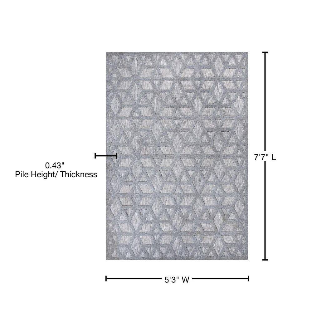 Talaia Light Gray Geometric Synthetic Indoor/Outdoor Rug