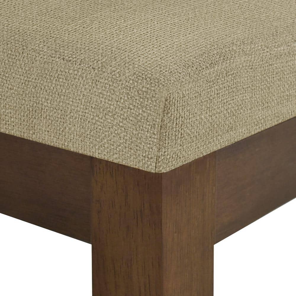 Taupe Linen Upholstered Parsons Side Chair with Wood Legs, Set of 2