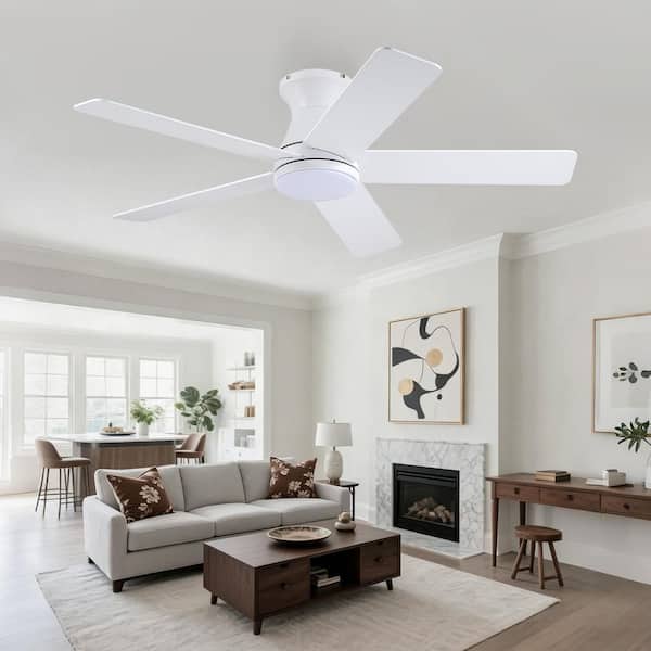 46 in.Modern Indoor/Outdoor White Ceiling Fan with Light Kit and Remote Control