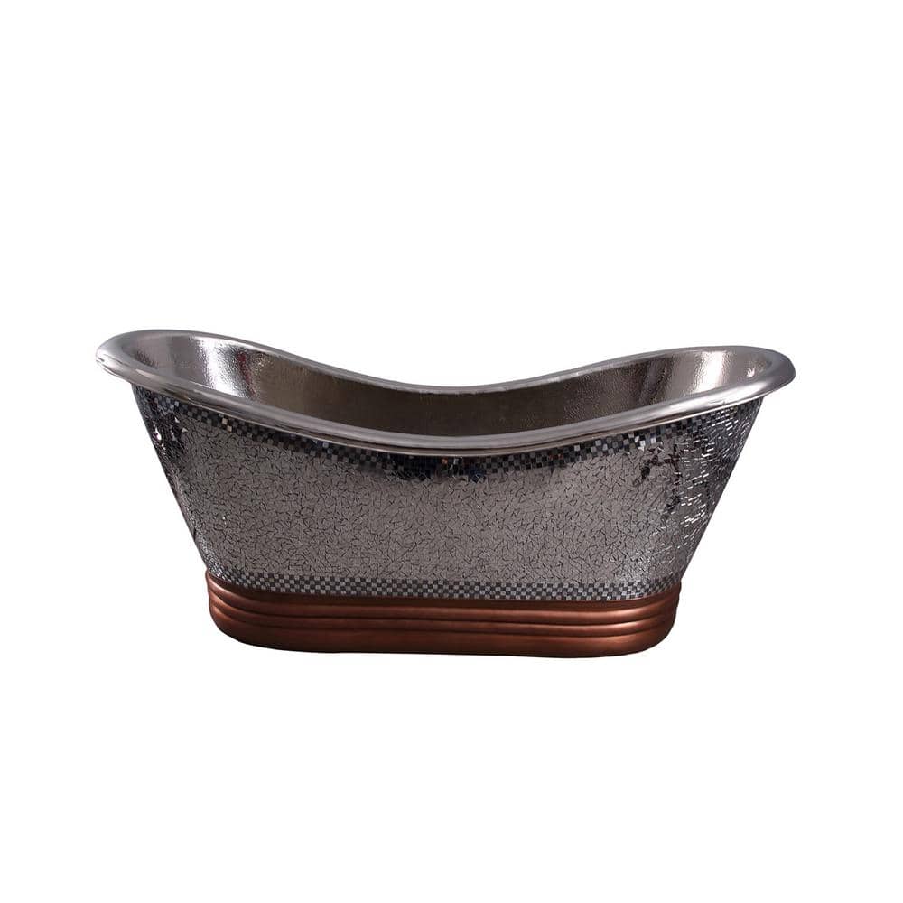 Antique Copper and Nickel Freestanding Double Slipper Tub