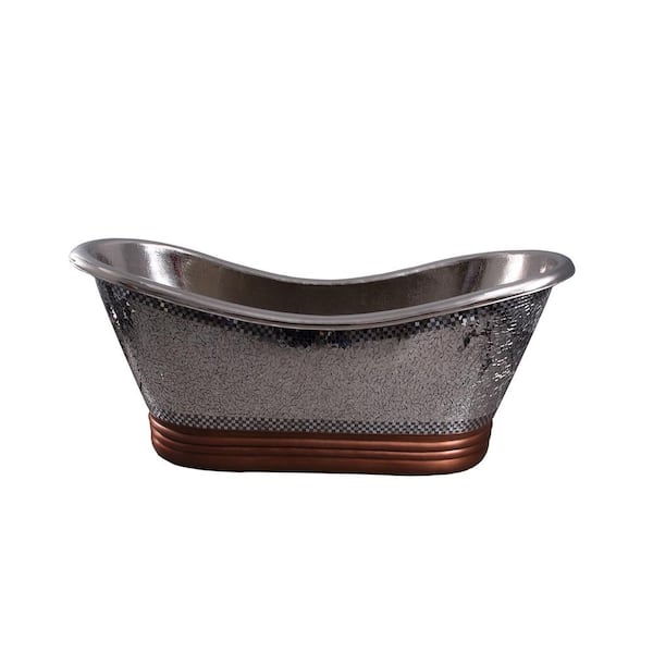 Galileo 72 in. Copper Double Slipper Flatbottom Non-Whirlpool Bathtub in Antique Copper
