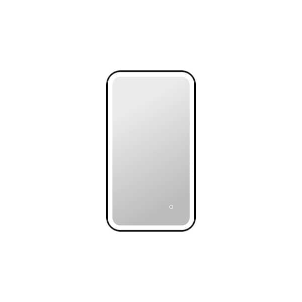 20 in. W x 36 in. H Rectangle Framed LED Wall Mirror in Black
