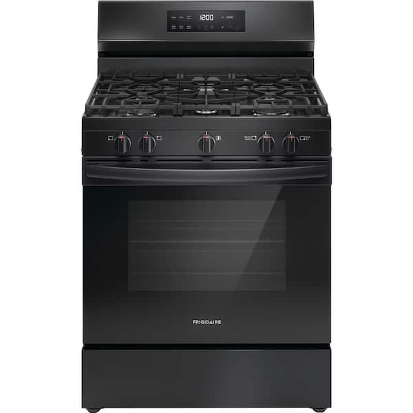 Frigidaire 30 in 5 Burner Freestanding Gas Range in Black with Quick Boil and Steam Clean
