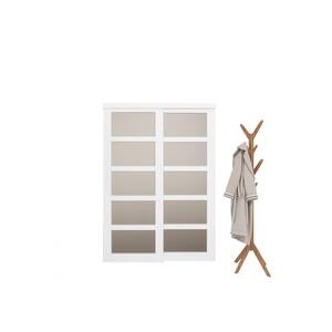 48 in. x 80 in. 5 Lites Frosted Glass MDF Closet Sliding Door with Hardware Kit