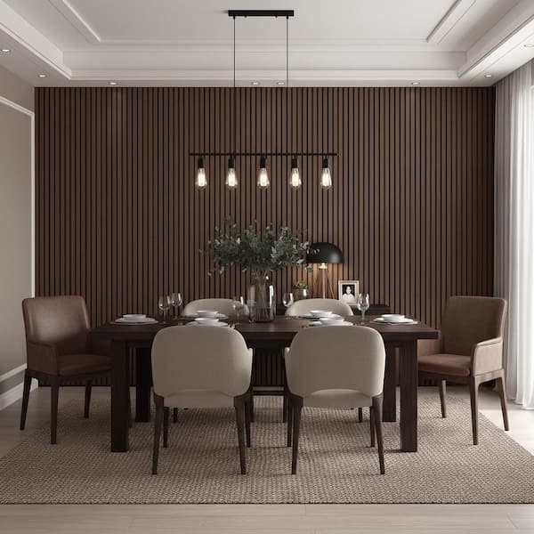Walnut Brown 0.83 in. x 0.66 ft. x 7.8 ft. Wood Slat Acoustic Wall Panels Decorative Wall Paneling (4 Piece/21 sq. ft. )
