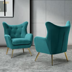 Jacob Blue Accent Arm Chair with Tufted Back (Set of 2)