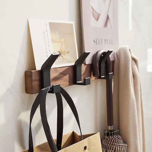 thumbnail image 2 of FunViet Wood Wall Hooks,4 Packs Dark Walnut Wood Coat Hooks... 2 of 11