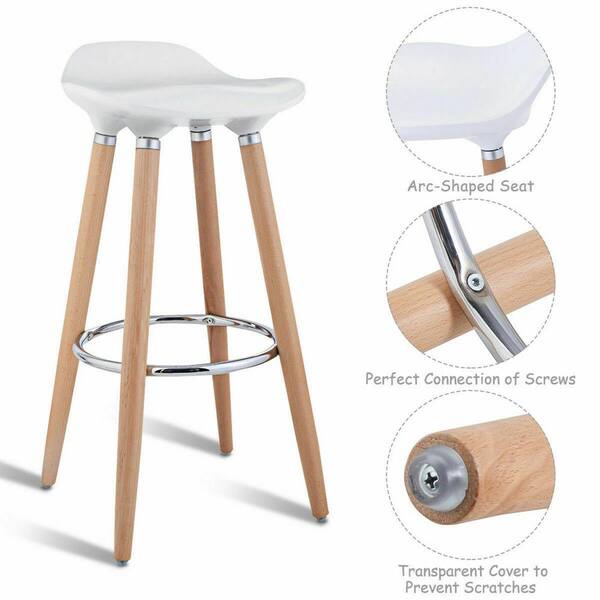 white stool with wooden legs