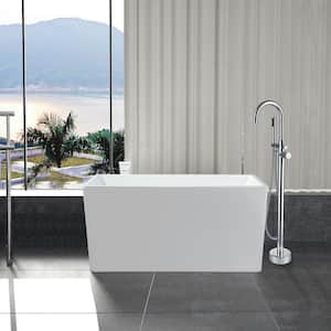 Freestanding 39 in. H Contemporary Design Acrylic Flatbottom Soaking Tub Bathtub in White