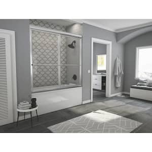 Newport 58 in. to 59.625 in. x 58 in. Framed Sliding Bathtub Door with Towel Bar in Chrome and Clear Glass