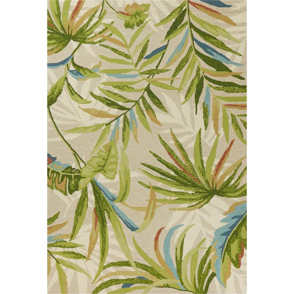 HomeRoots Charlie 5 X 7 ft. Sand Ivory Floral Indoor/Outdoor Area Rug ...