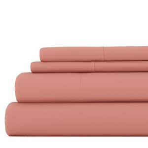 4-Piece Solid Clay Microfiber California King Bed Sheet Set