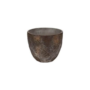 17.32 in. H Small Round Imperial Brown Ficonstone Indoor Outdoor Jesslyn Planter