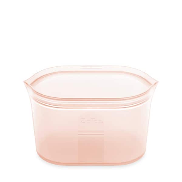 Zip Top Reusable Silicone 32 oz. Large Dish Zippered Storage Container, Peach