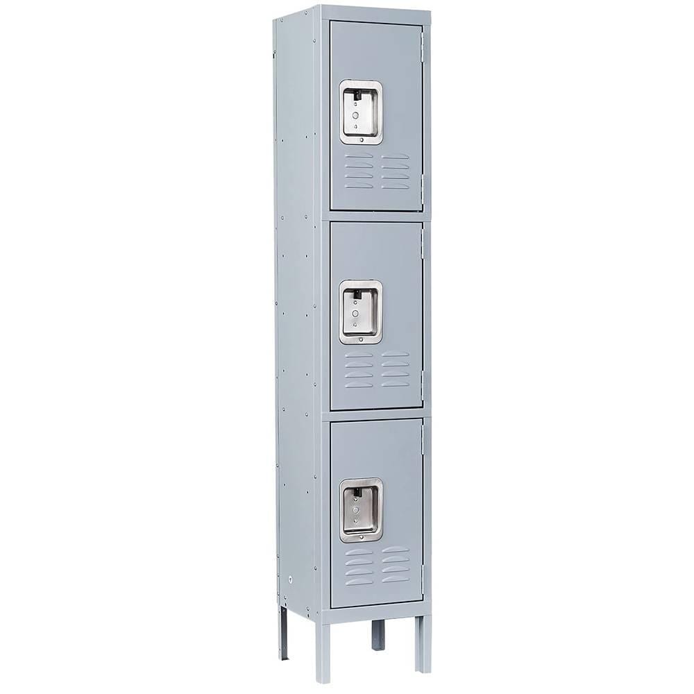 LISSIMO 66 in. 3-Shelf Steel Metal Locker for Home, 3 Door Dressing ...