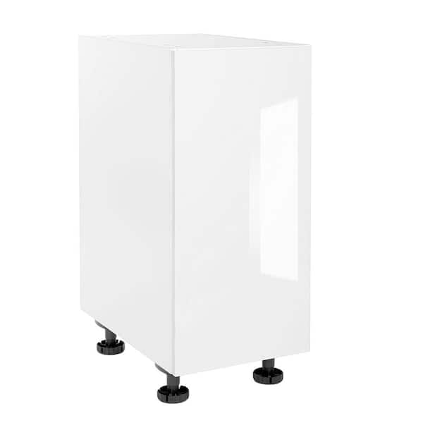 Cambridge Quick Assemble Modern Style, White Gloss 9 in. Base Kitchen Cabinet (9 in. W x 24 in. D x 34.50 in. H)