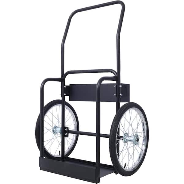 220 lbs. Large Dual Oxygen Tank Dolly with 20 in. Pneumatic Wheels Include 2-Fastening Belts, Black