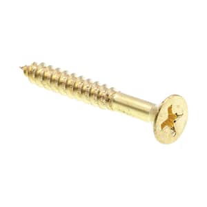 #10 x 1-1/2 in. Solid Brass Phillips Drive Flat Head Wood Screws (100-Pack)