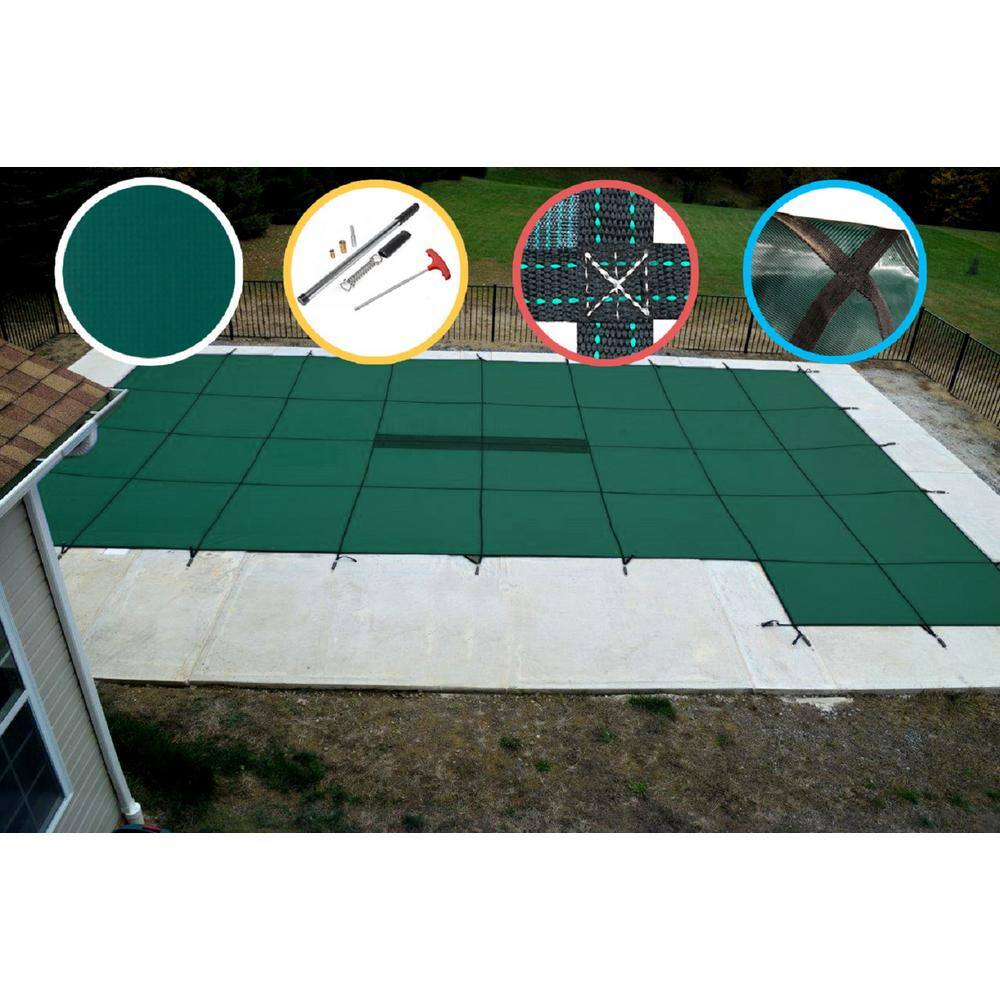 Water Warden 18 ft. x 36 ft. Rectangle Green Solid In-Ground Safety ...