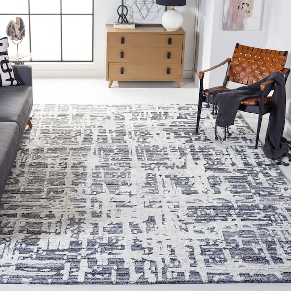 Soho 8 ft. x 10 ft. Gray/Ivory Distressed Abstract Area Rug