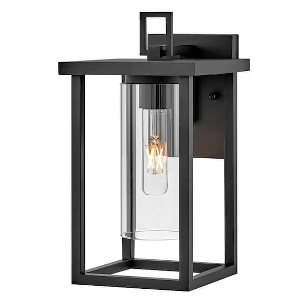 LARK Mateo 1-Light Black Outdoor Hardwired Wall Lantern Sconce