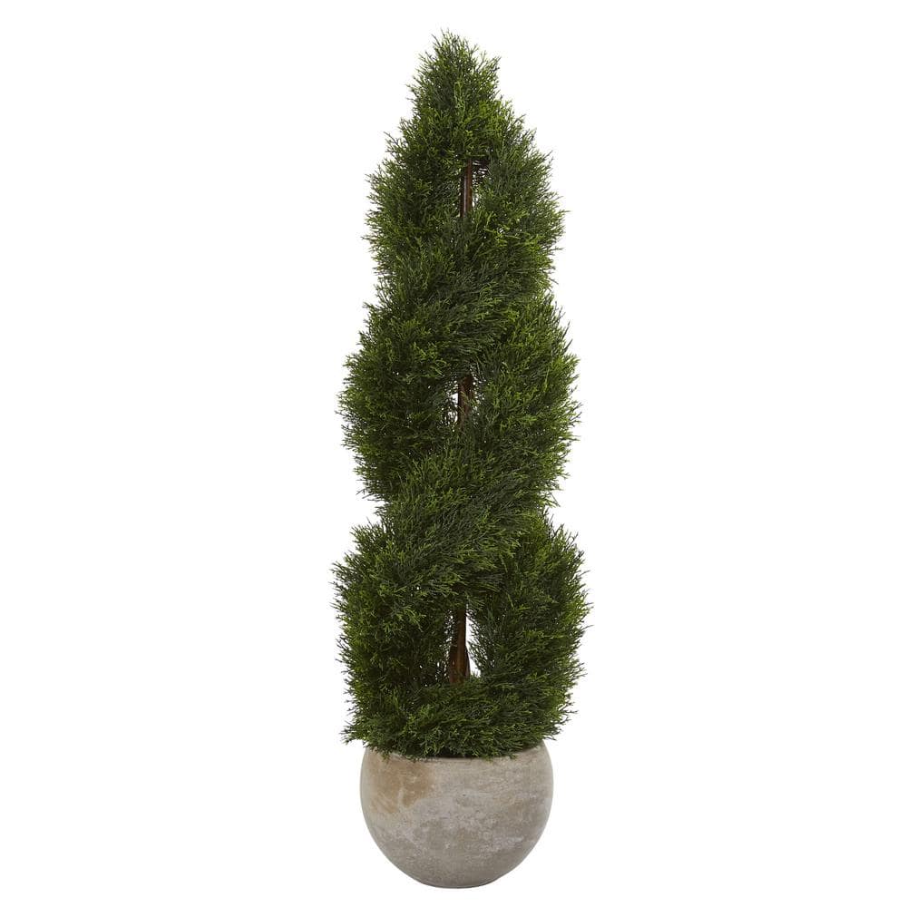 Nearly Natural 4 ft. High Indoor/Outdoor Double Pond Cypress Spiral ...