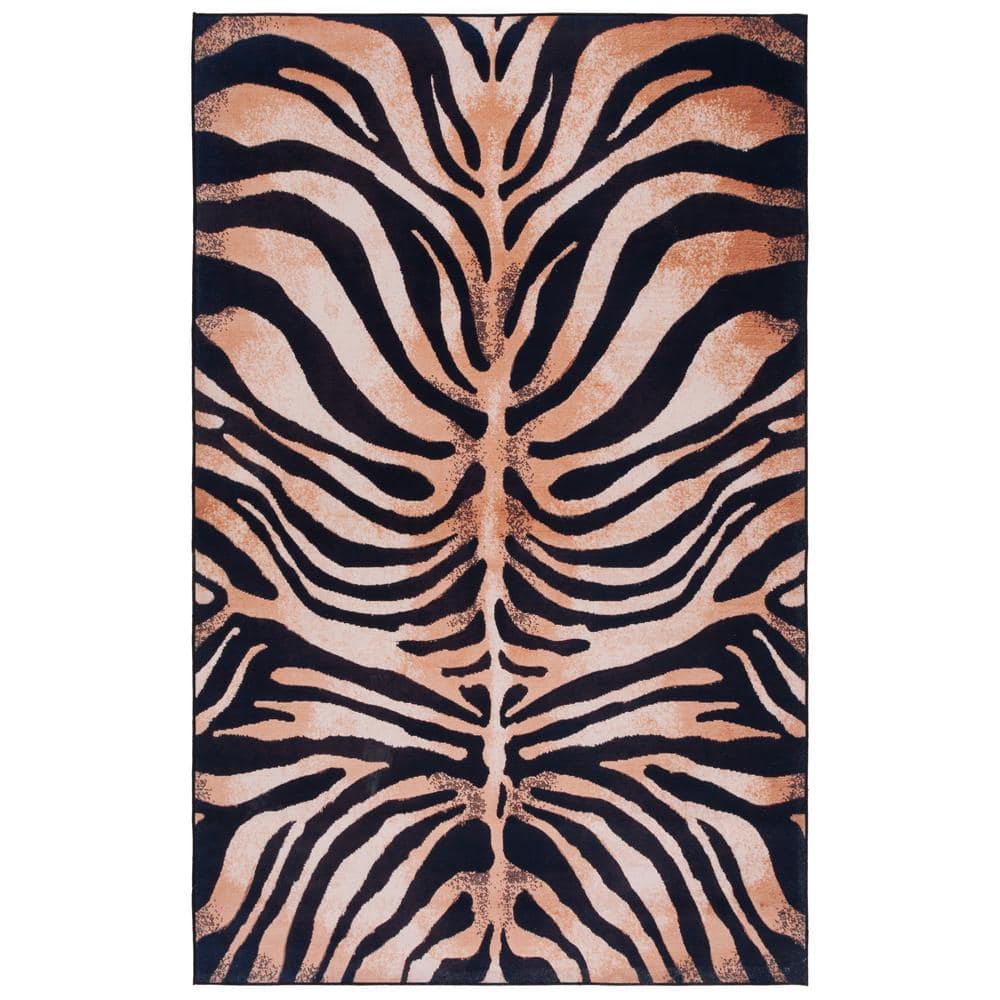 Faux Hide Light Orange/Black 9 ft. x 12 ft. Machine Washable Animal Print Area Rug price history on PriceWatchPro