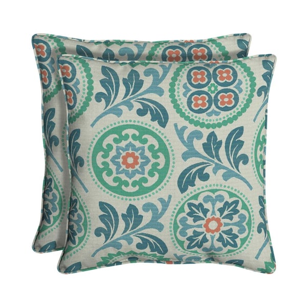 Home Decorators Collection Sunbrella Province Turkish Square Outdoor Throw Pillow (2-Pack)