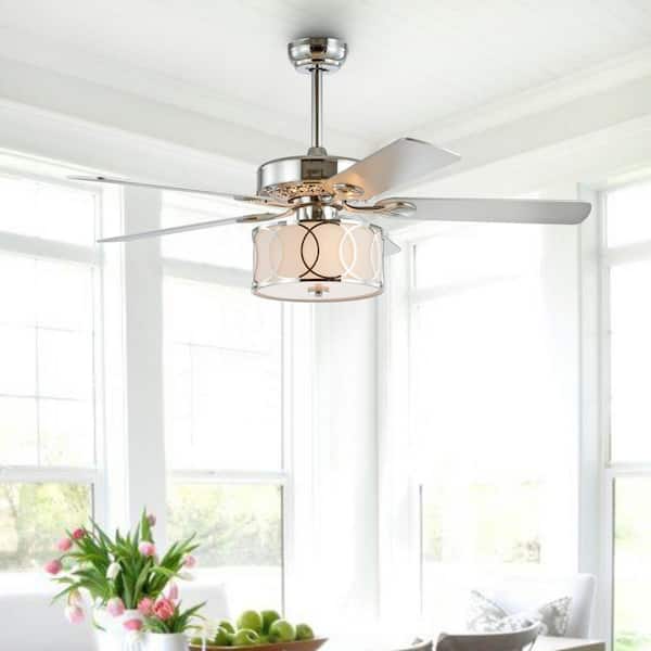 Circe 52 Inch 3 Light Drum Shade Led Ceiling Fan With Remote Chrome By Jonathan Y