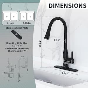 Single Handle Pull Down Sprayer Kitchen Faucet with Touchless Sensor and 360° Rotation in Matte Black