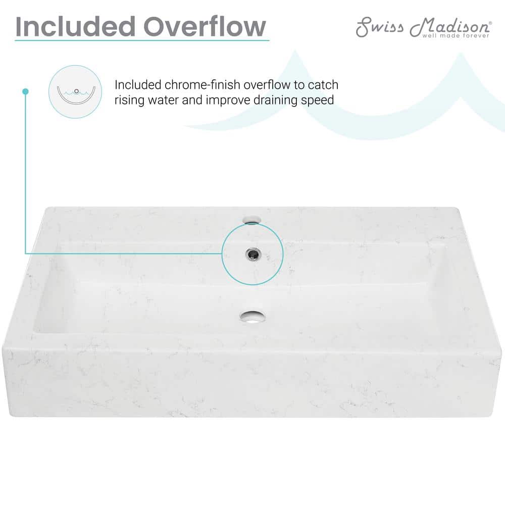 Static White Marble Ceramic Wall-Mount Sink