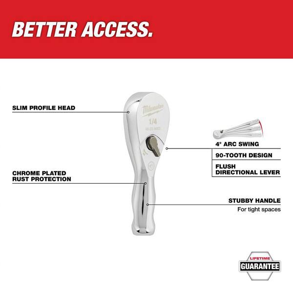 1/4 in. Drive 90-Tooth 3 in. Stubby Ratchet with 1/4 in. Drive Extension Set (5-Piece)