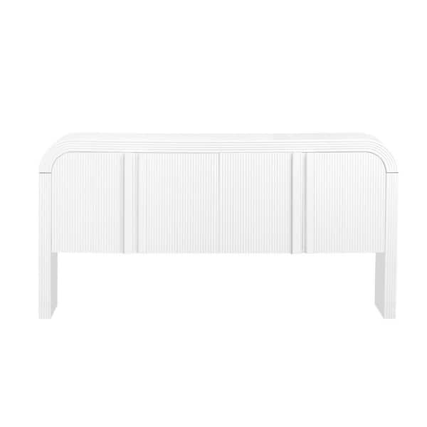 Boosicavelly White Wood 63 in. W Sideboard with Adjustable Shelves